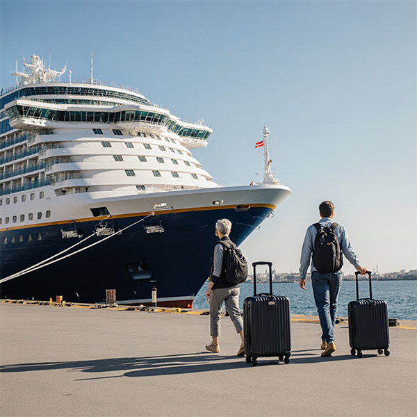 foto van Inscheping bij een cruiseschip